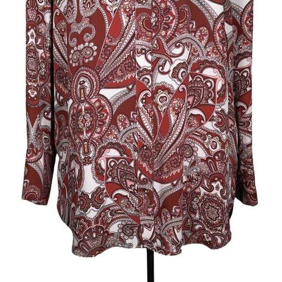 Chico's Women's Shirt Button Up Multicolor Paisley Pleated Tunic Top 4 XXL/20 - Picture 5 of 9